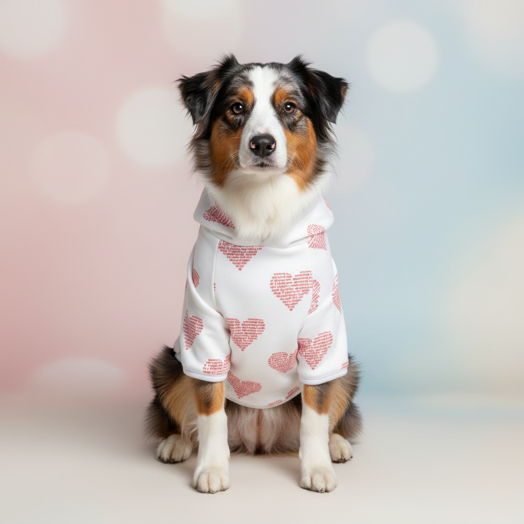 Australian Shepherd in heart hoodie