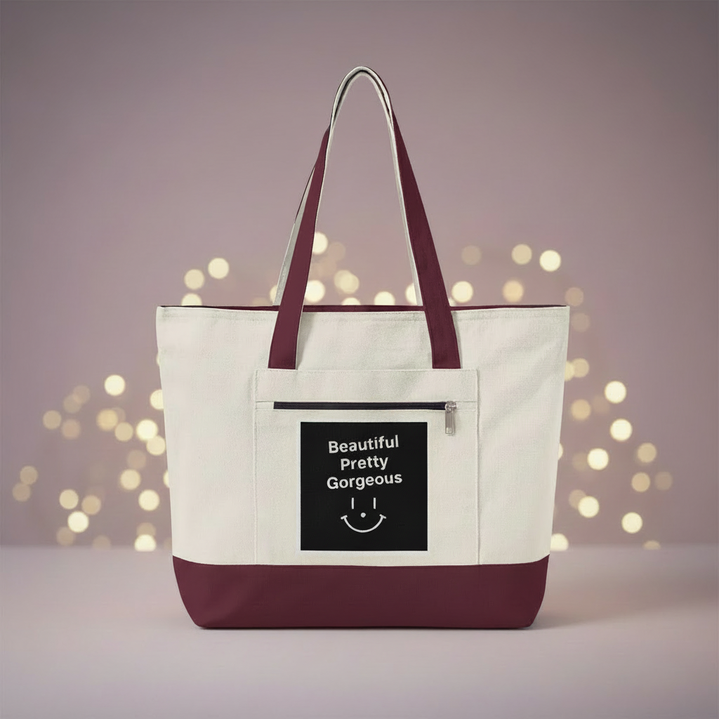 Beautiful Pretty Gorgeous Tote Bag - Maroon