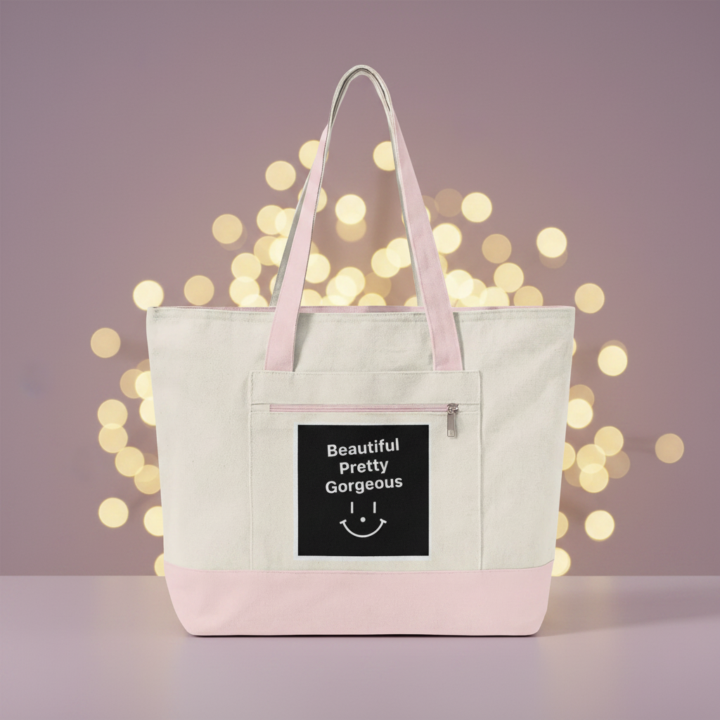 Beautiful Pretty Gorgeous Tote Bag - Pink, Bokeh String Lights