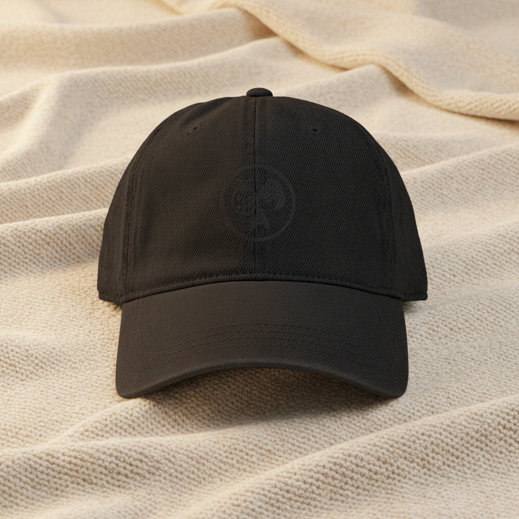 Black Hat Mockup on Cream Blanket