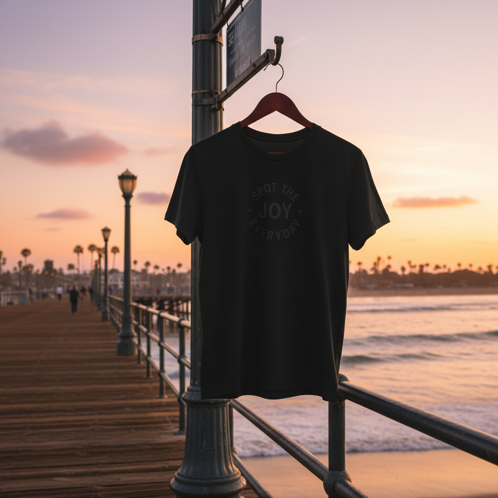 Black Shirt on Hanger at Light Post