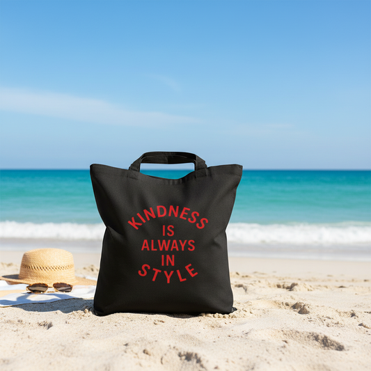 Black tote beach mockup