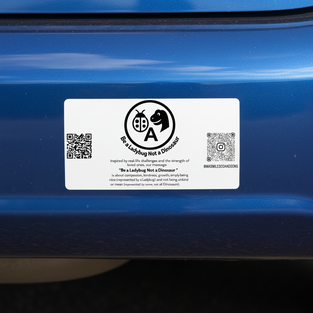 Bumper Sticker on Blue Car