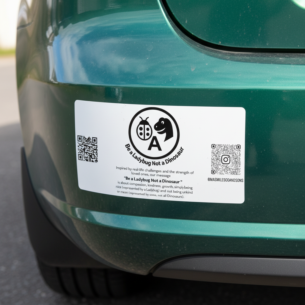 Bumper Sticker on Green Car