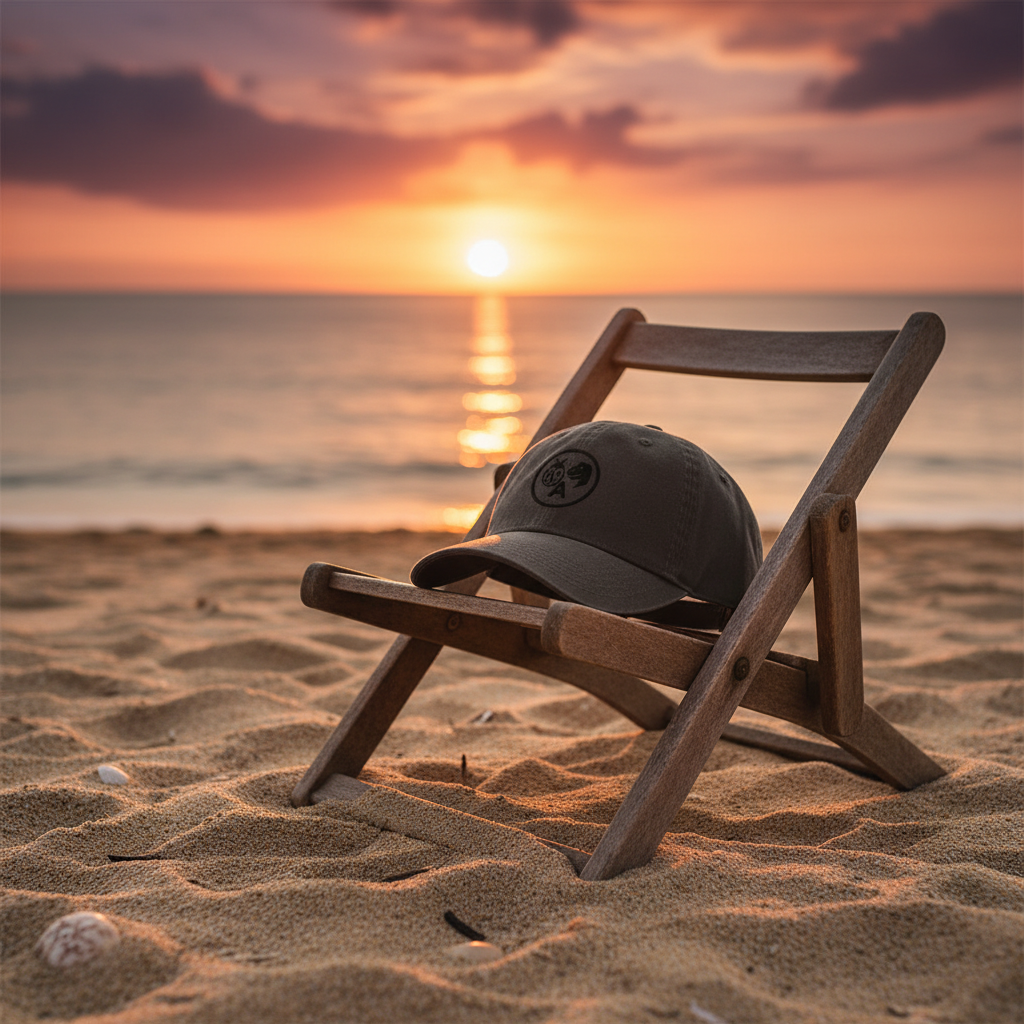 Charcoal hat beach sunset mockup