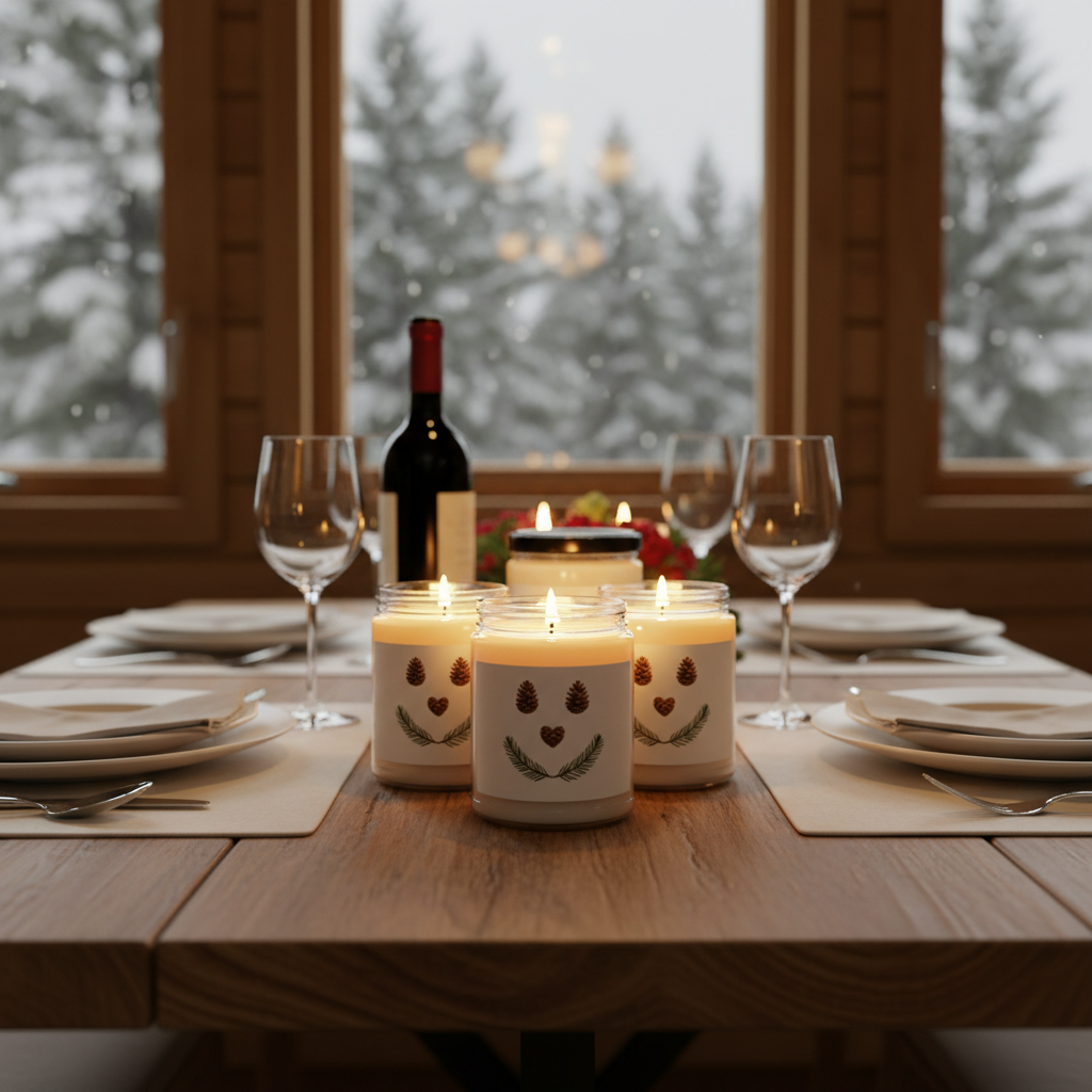 Close-up Dinner Table Candle Mockup