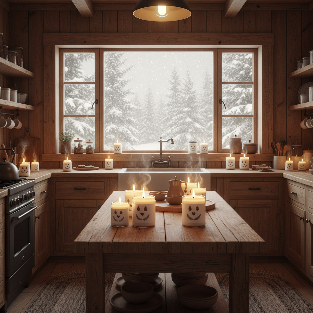 Cozy Cabin Kitchen Candle Mockup