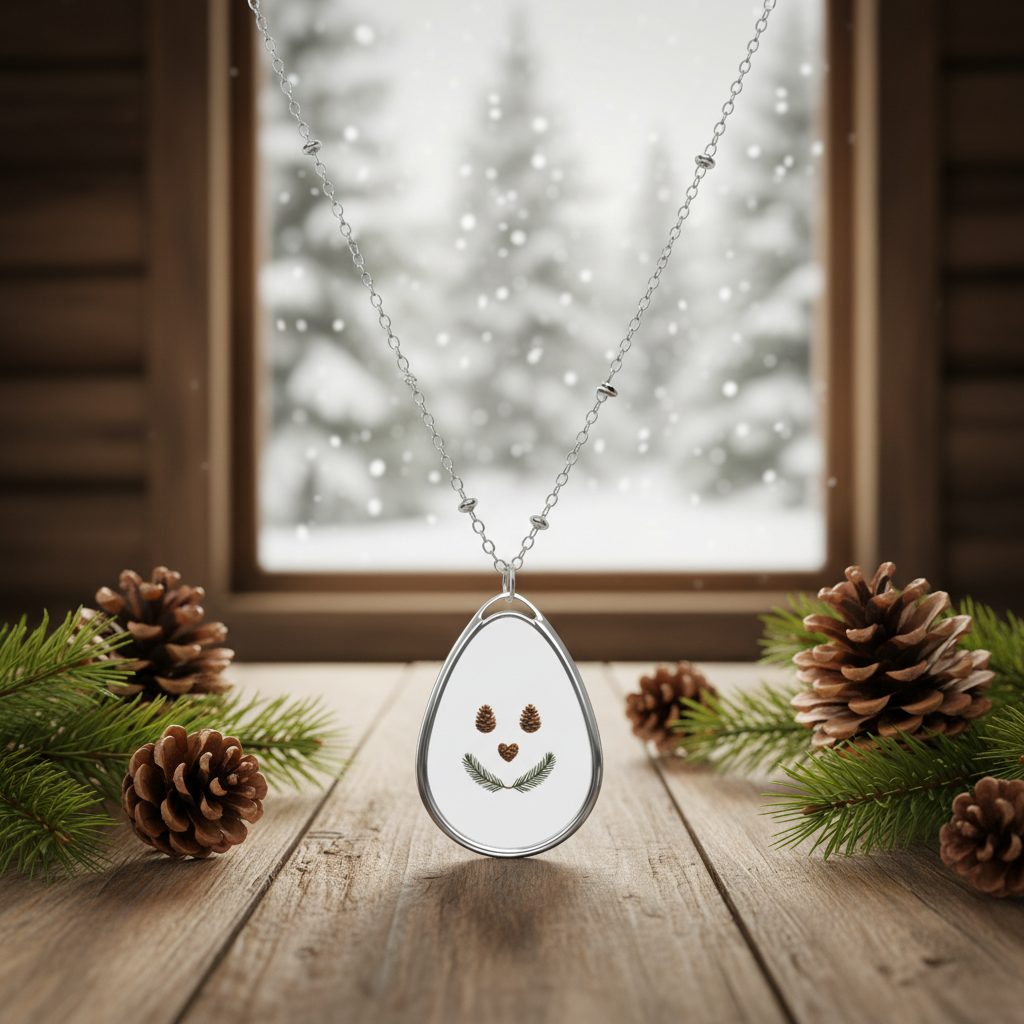 Elegant cabin necklace mockup