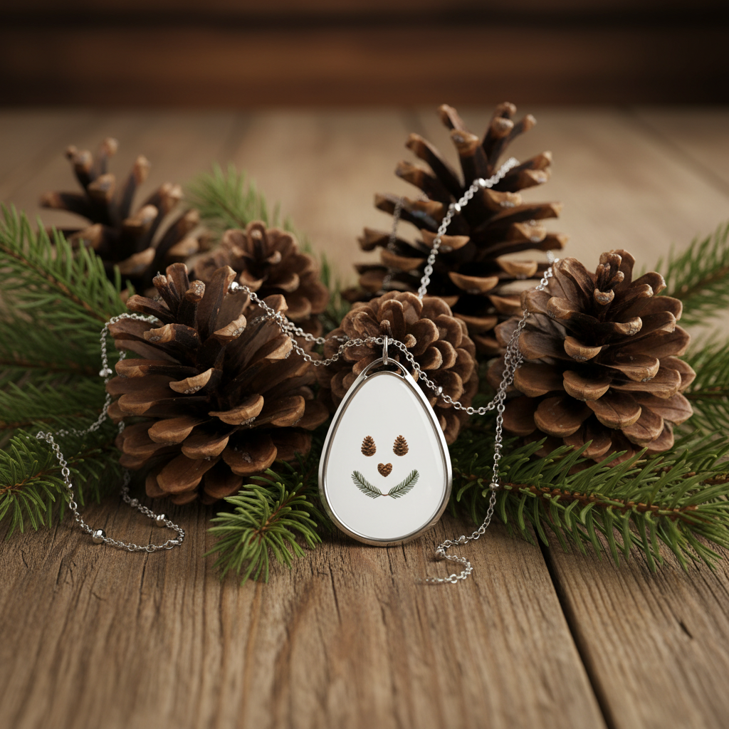 Elegant necklace laying on pine display