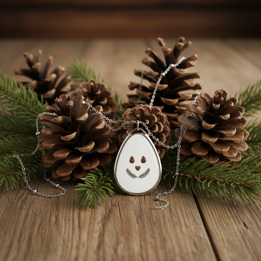Elegant necklace laying on pine display