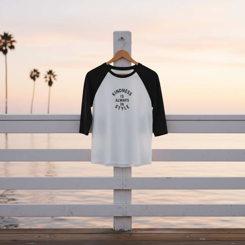 Kindness Is Always In Style - White Black - Balboa Pier Light Sunset