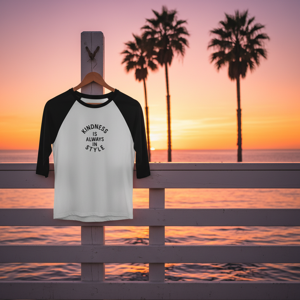 Kindness Is Always In Style - White Black - Balboa Pier Sunset