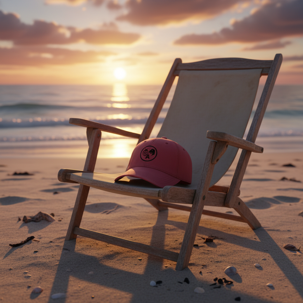 Maroon hat beach sunset mockup