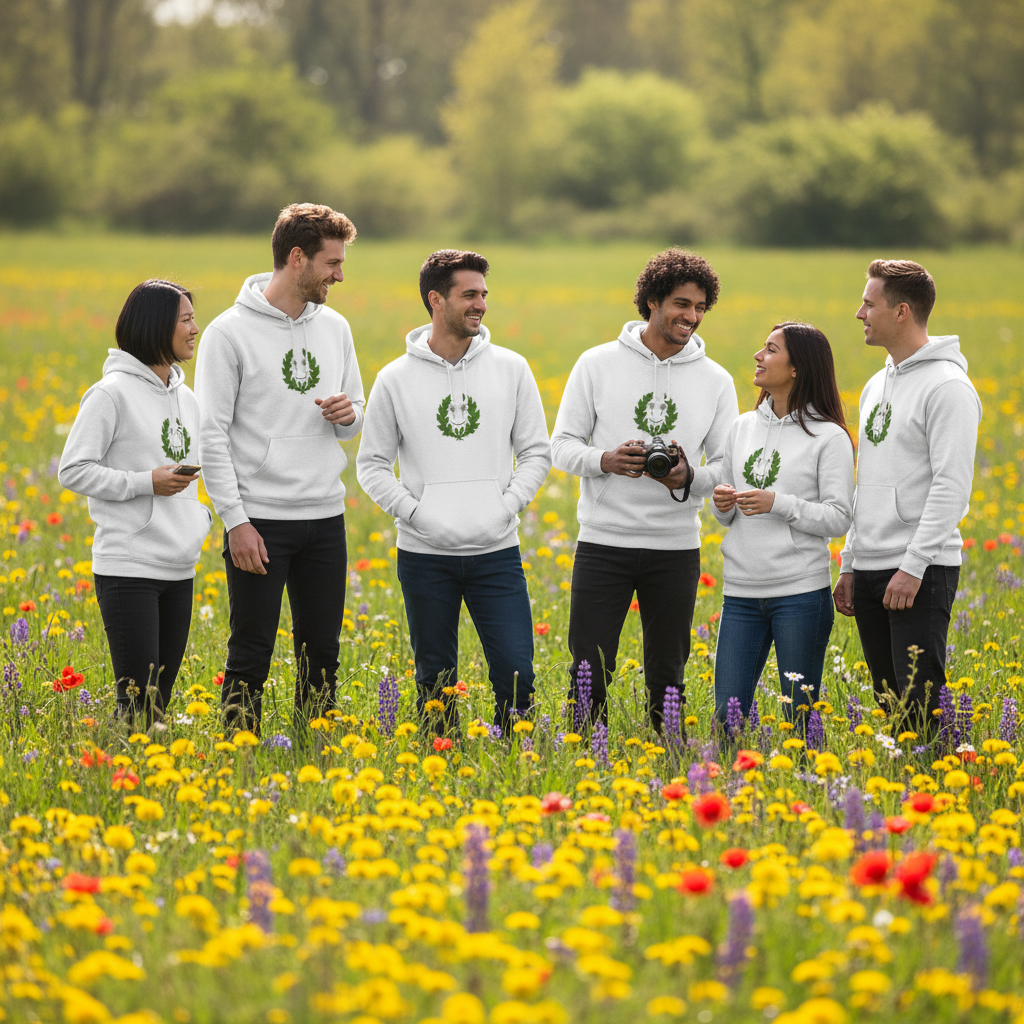 Meadow lifestyle mockup with diverse models