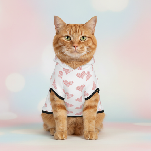 Medium cat in heart hoodie