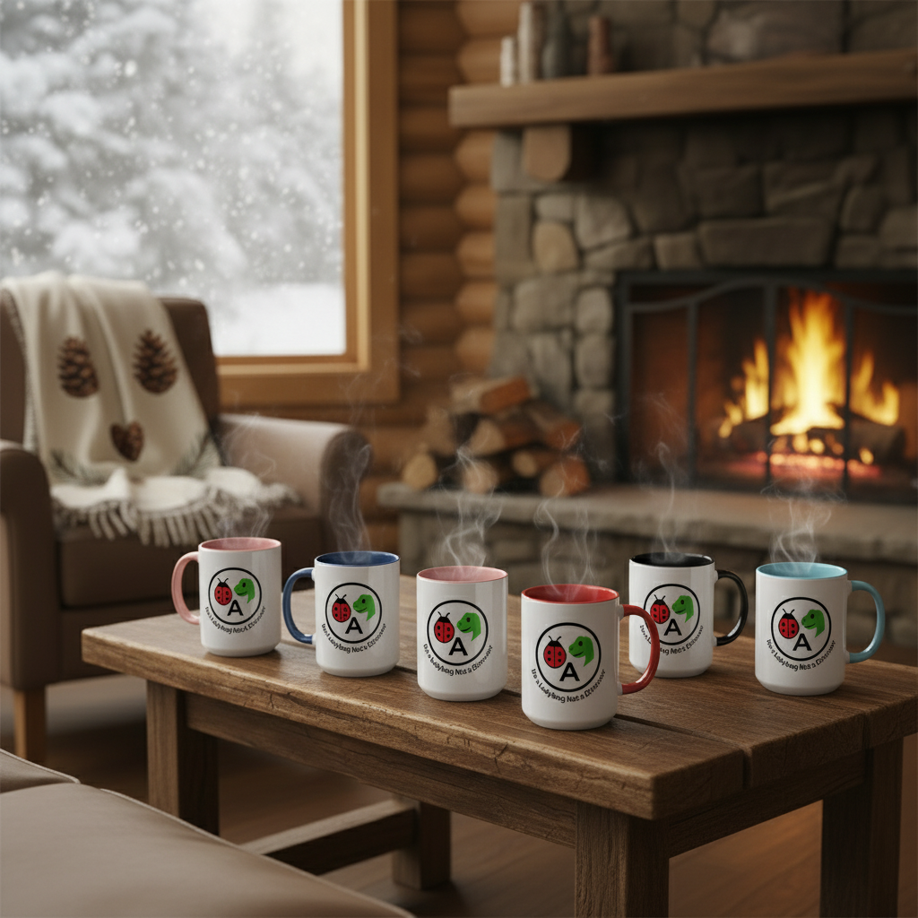 Mugs and Winter Wonderland collection by fireplace