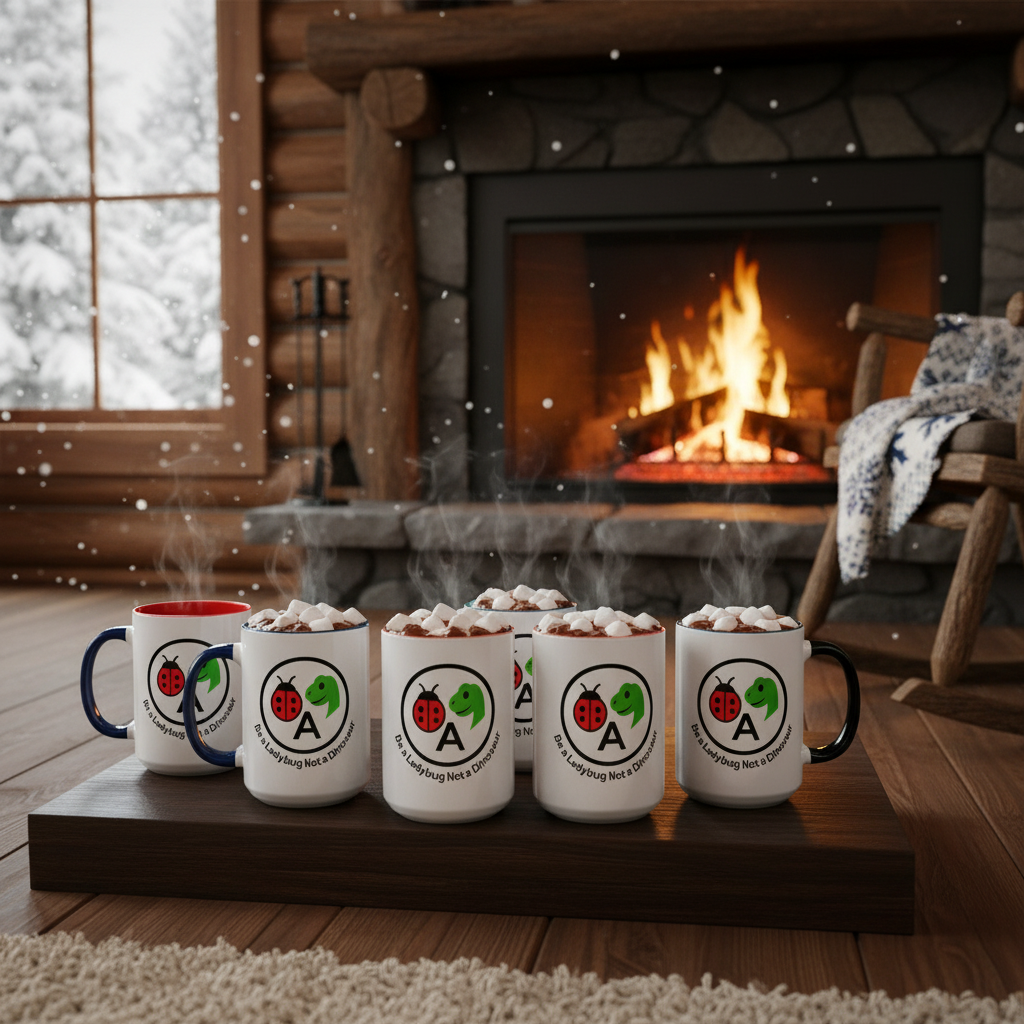 Mugs only - cozy fireplace scene