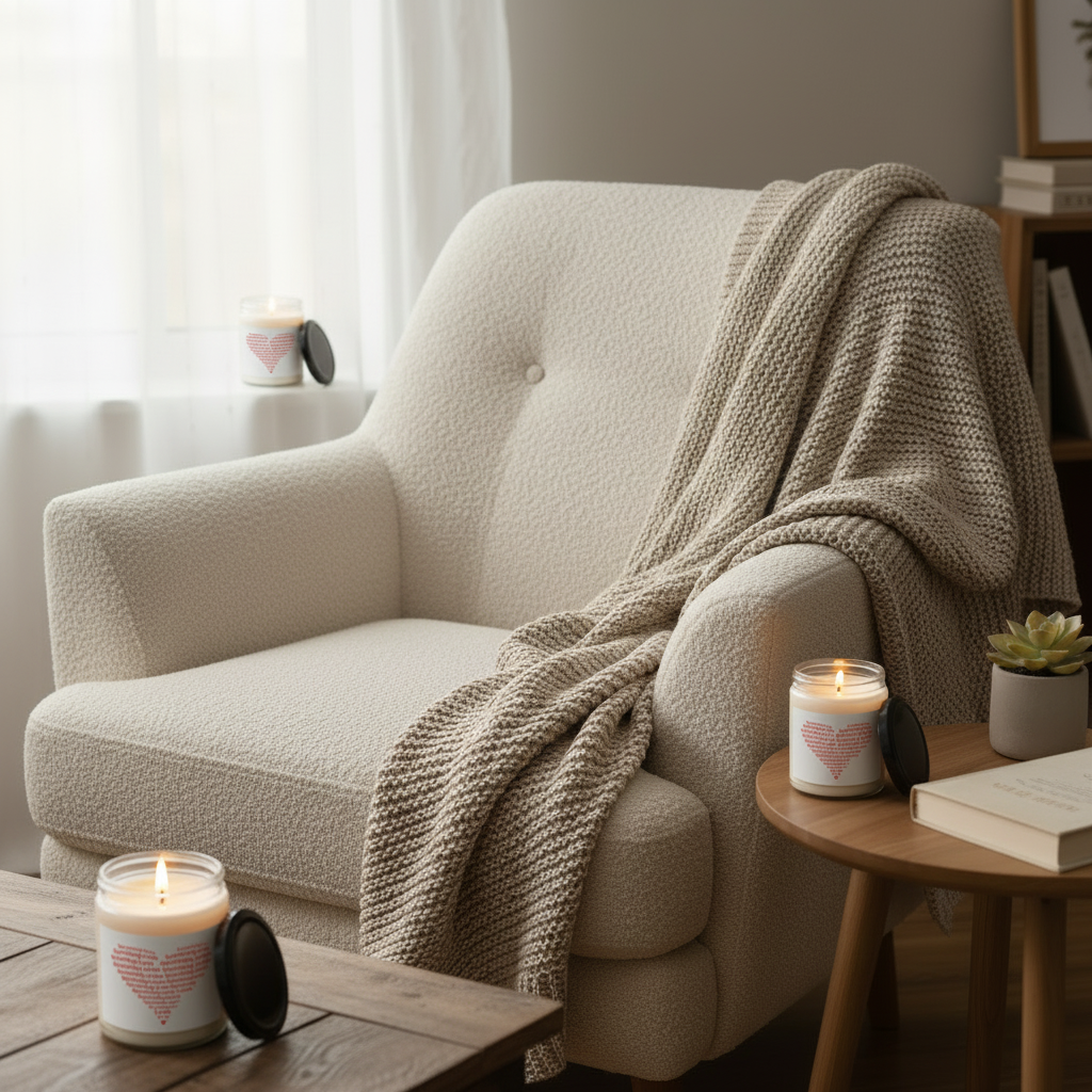 Multiple candles in cozy room setting