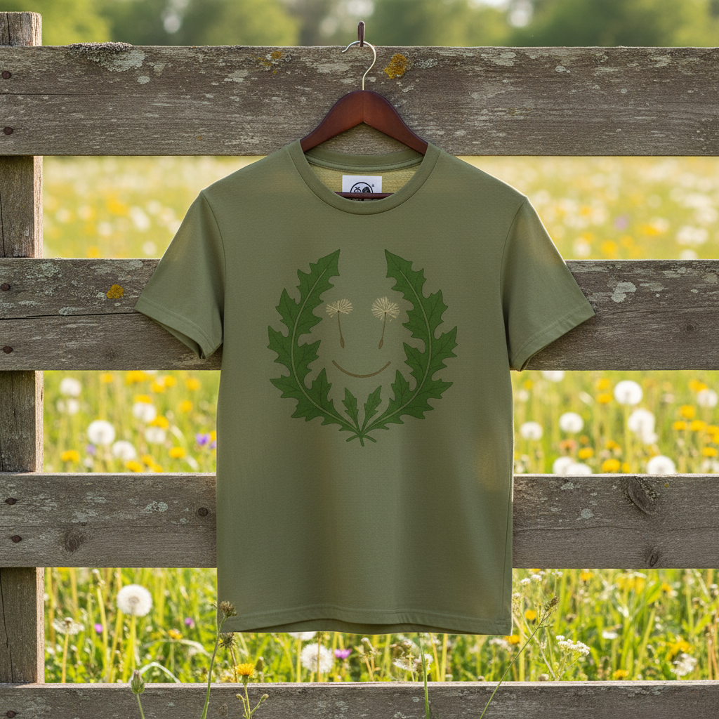 Olive green t-shirt on vintage hanger