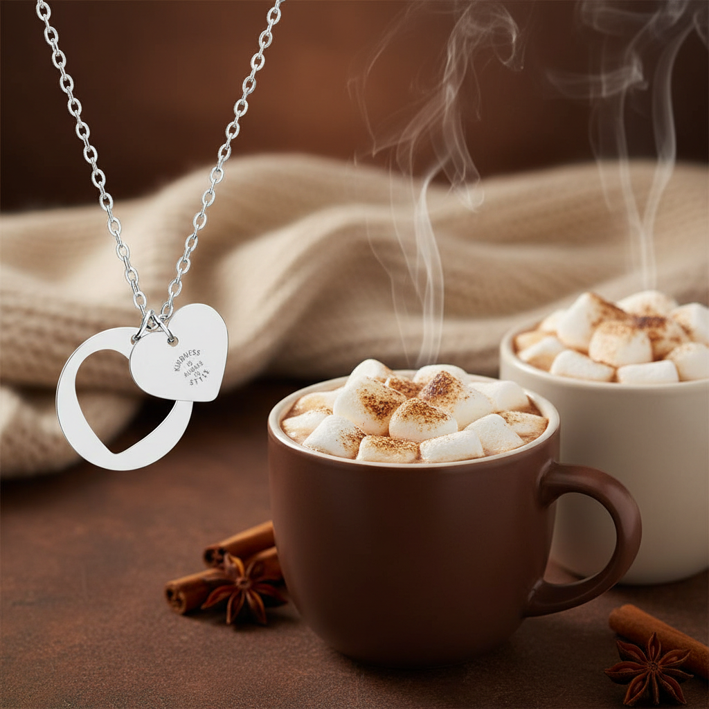 Side Composition Kindness Necklace Hot Cocoa