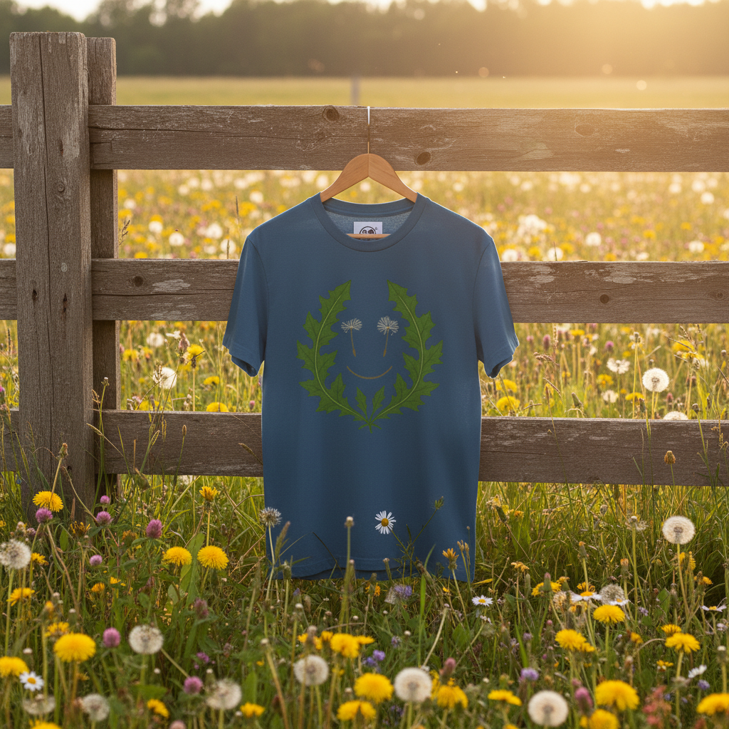 Slate blue t-shirt on vintage hanger