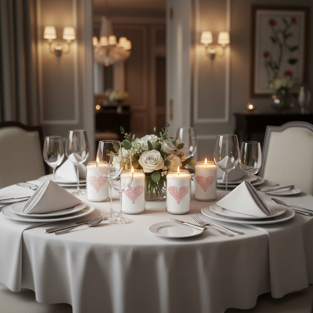 Sprinkling Love Candles Dinner Table Arrangement