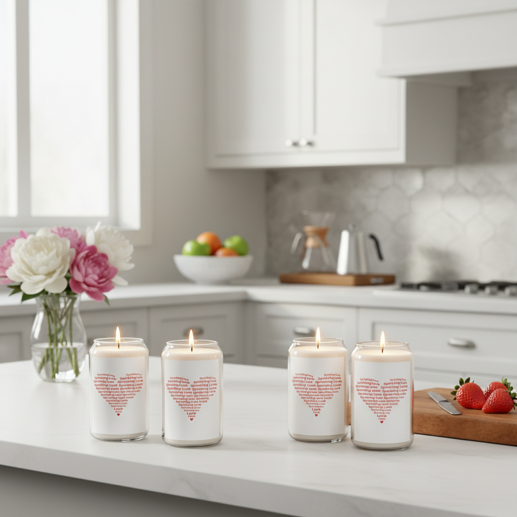 Sprinkling Love Candles Kitchen Counter