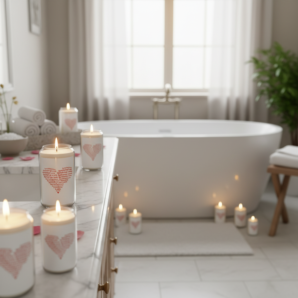Sprinkling Love Candles Romantic Bathroom