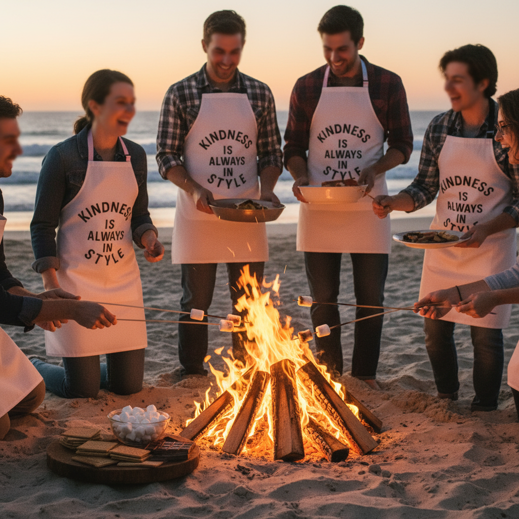 Square bonfire s'mores apron mockup
