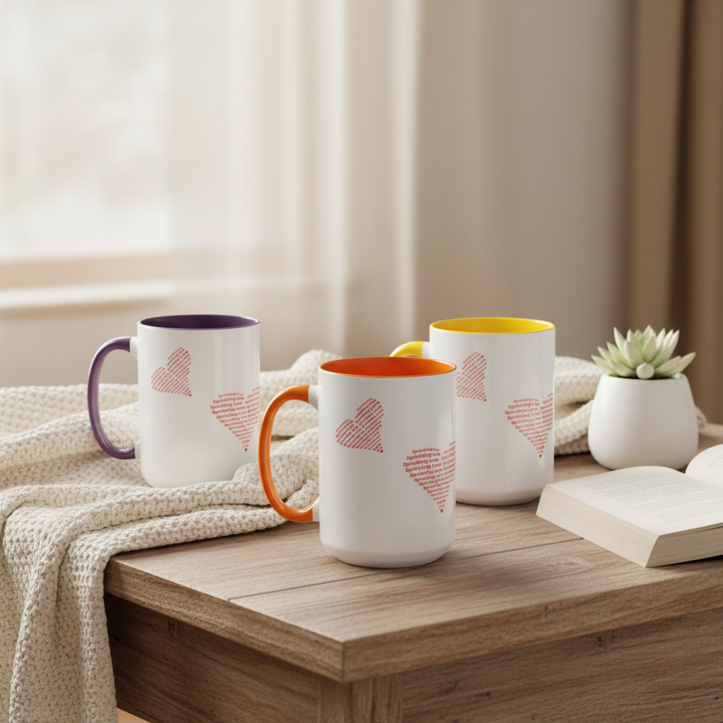 Square cozy coffee table scene with Sprinkling Love mugs