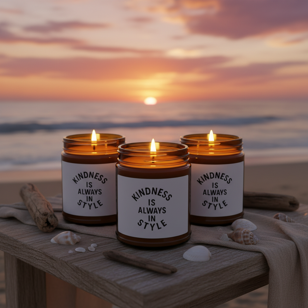 Sunset beach candles without people