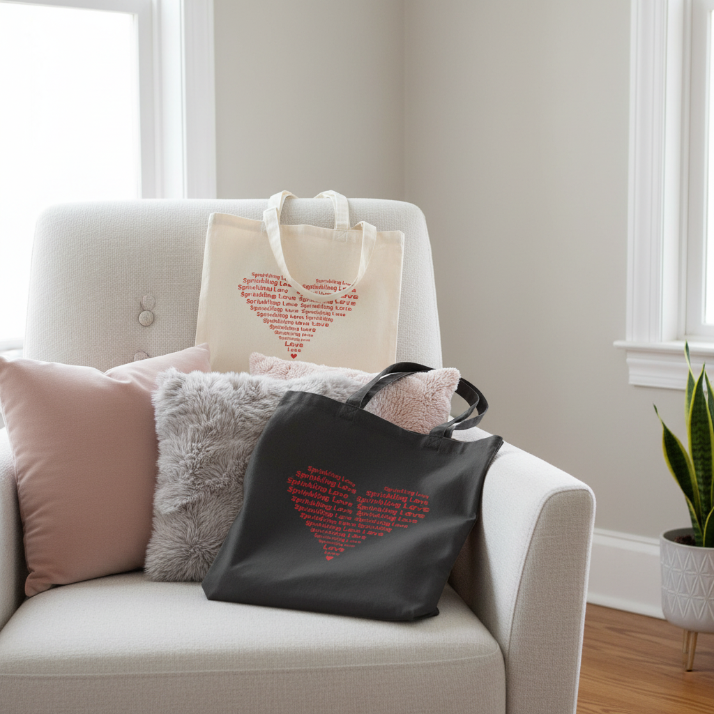 Tote bags on chair with pillows
