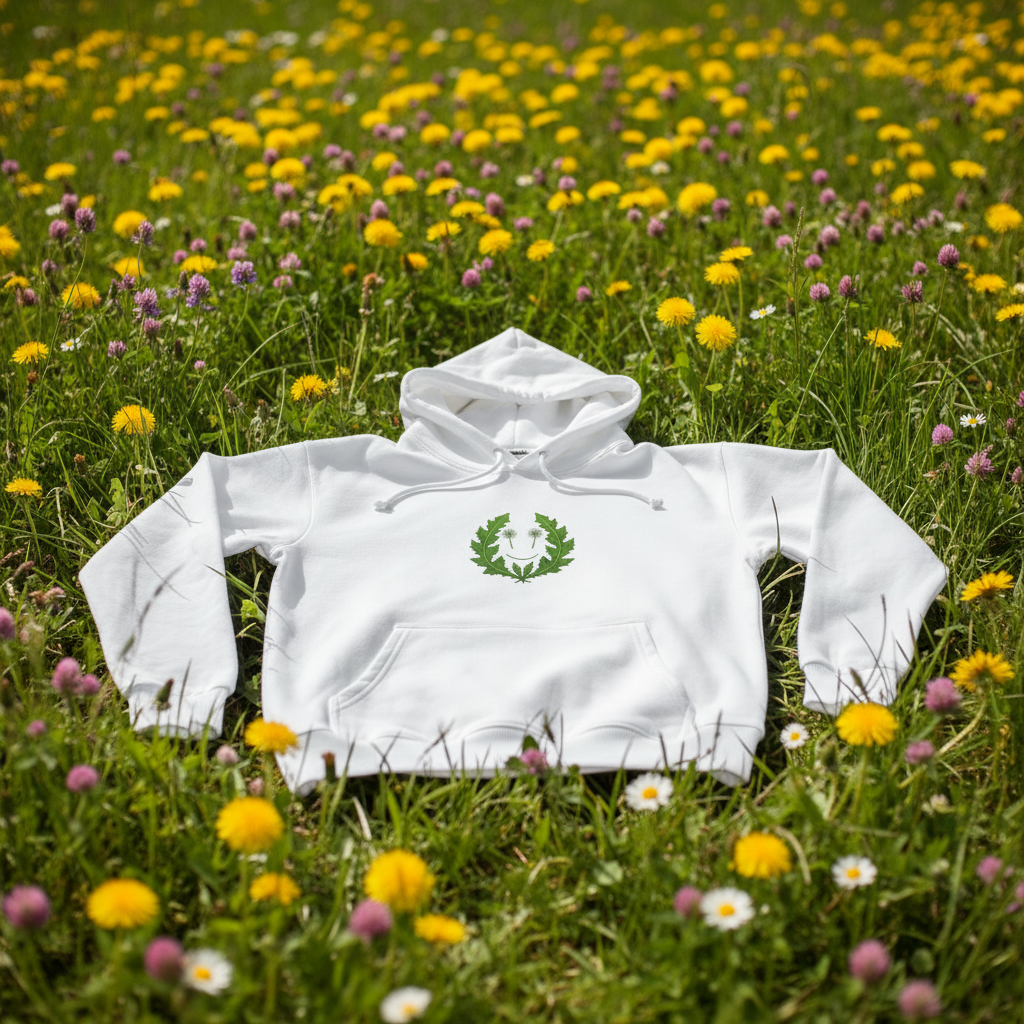 White hoodie meadow mockup