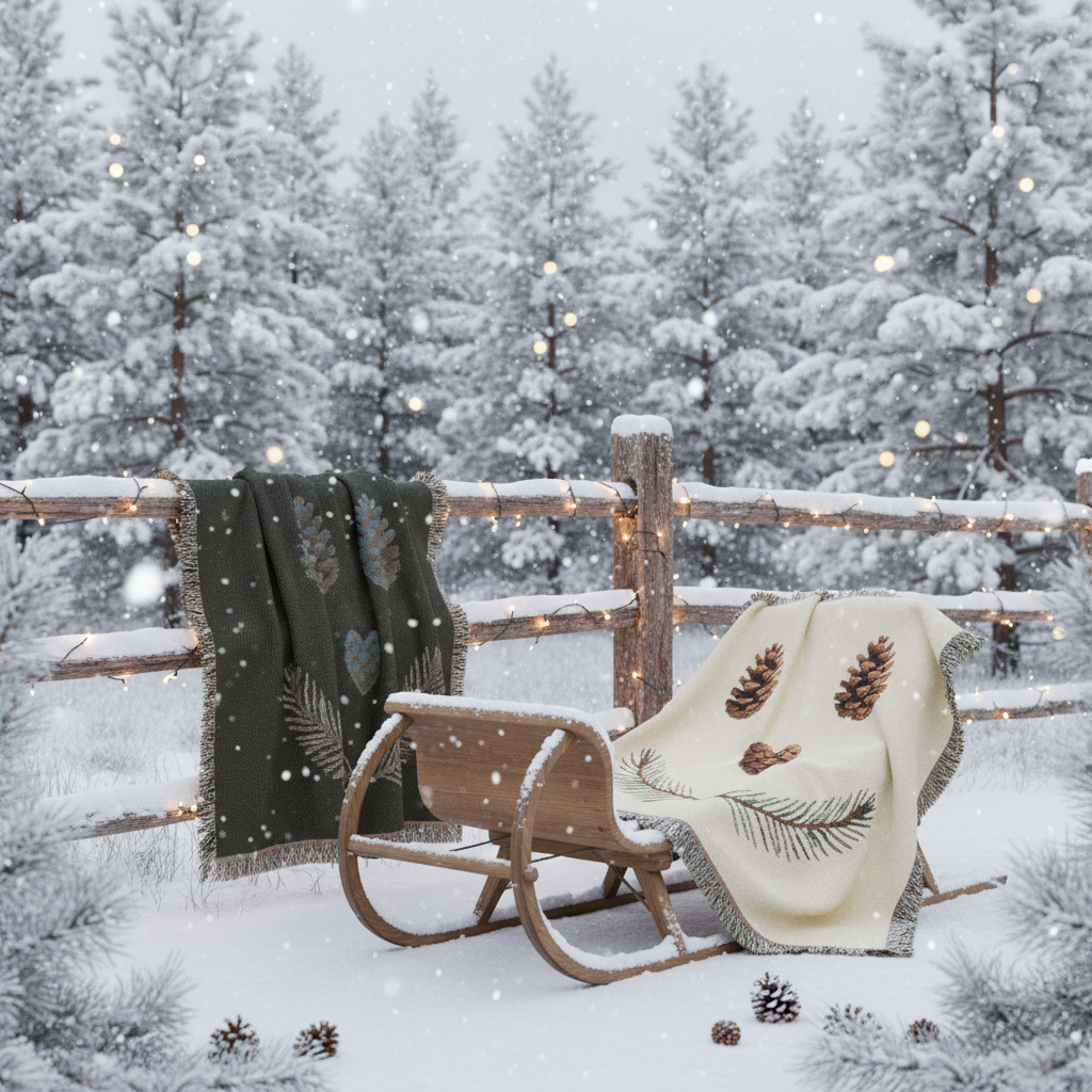 Winter wonderland blanket mockup